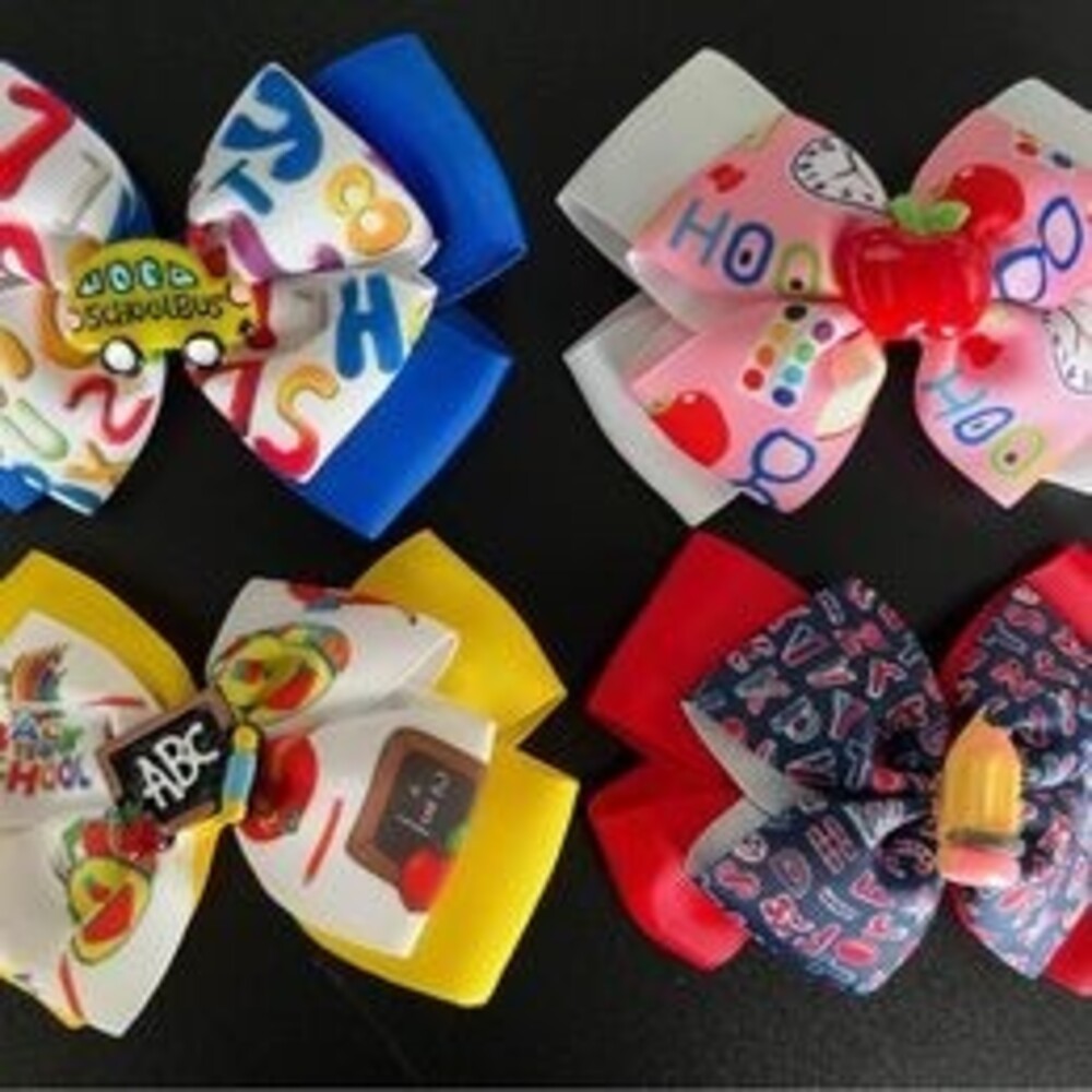 New Custom Back to School Hair Bows Clips